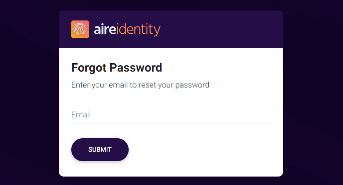 Forgot password page