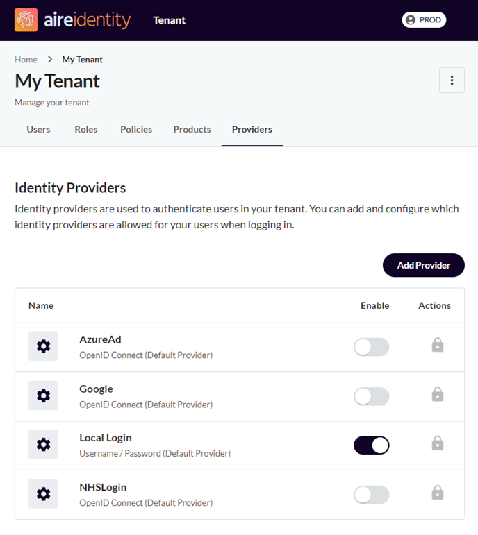 Provider landing page