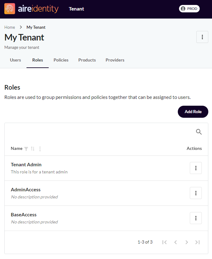 Tenant user page